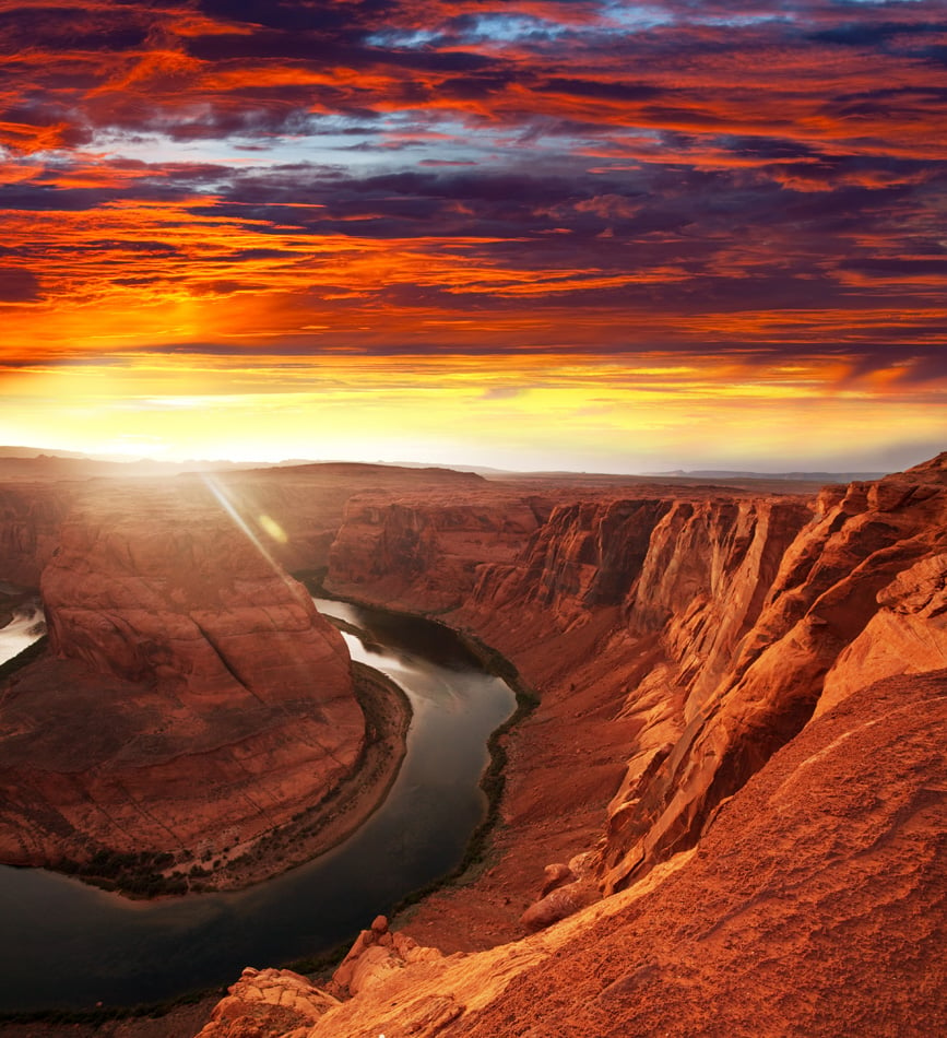 Horse Shoe Bend At Sunset