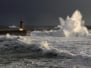 April In Portugal; Storm Waves Over Beacon And Lighthouse