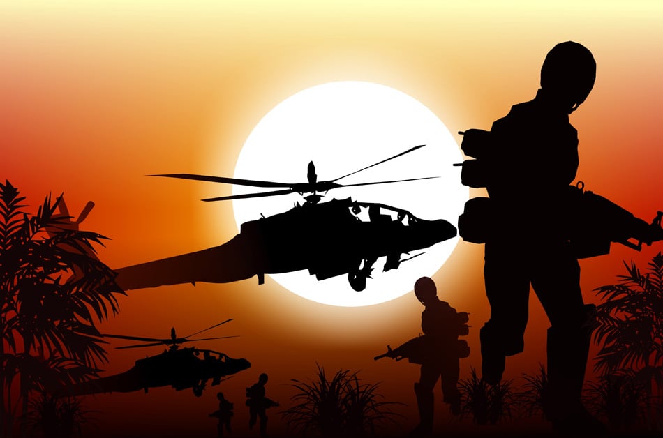 Marine Soldiers And Helicopters