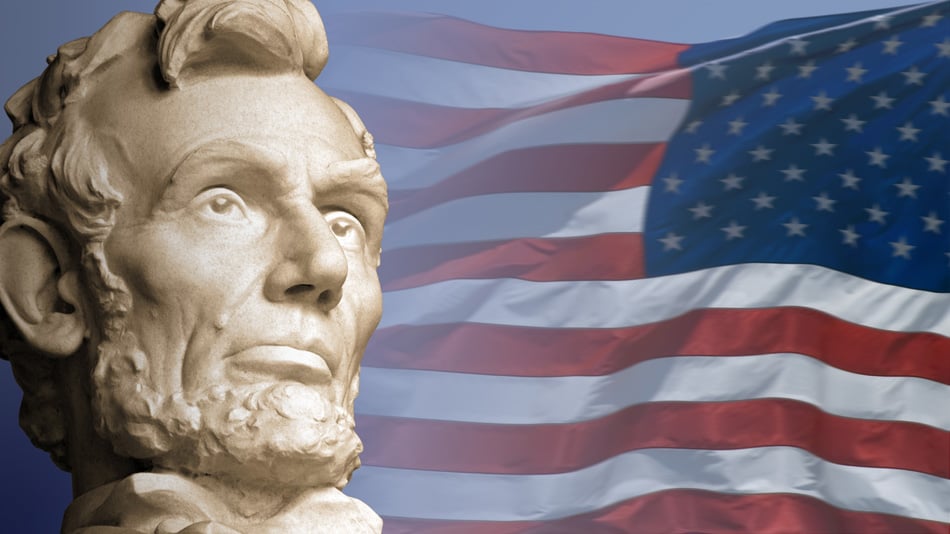 Abraham Lincoln With The Current Us Flag