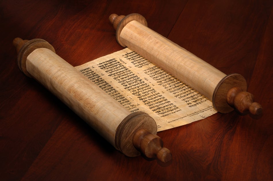 Ancient Scrolls Of Papyrus Paper With Hebrew Text