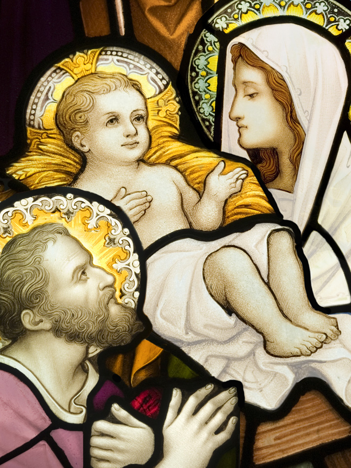 Compilation Of Stained Glasses Showing Holy Family