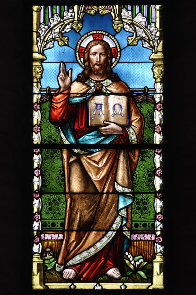 Blessing Jesus Christ Stained Glass Window