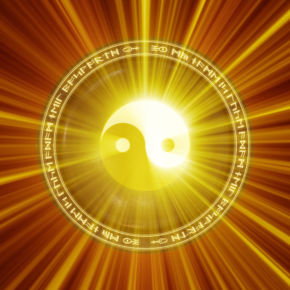 A Yin - Yang Icon Illuminated From Behind -