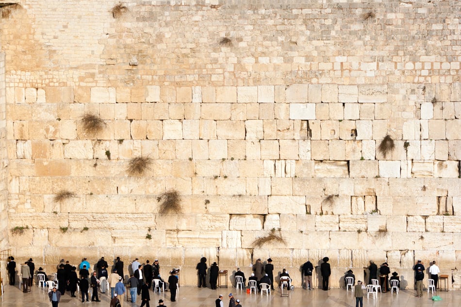 Jewish Worshipers Pray At The Wailing Wall