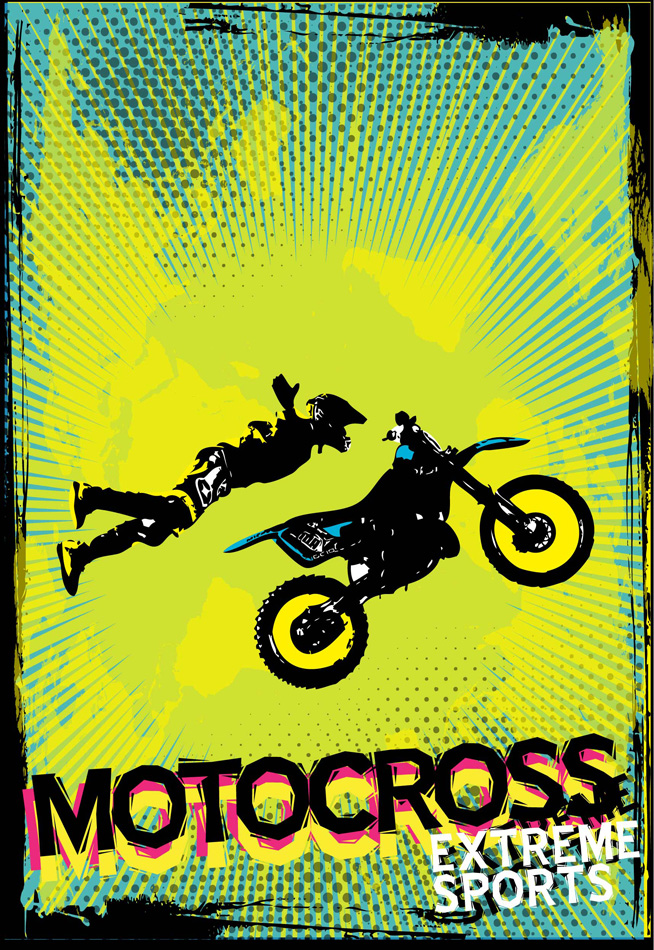 Green Motocross Extreme Sports Poster