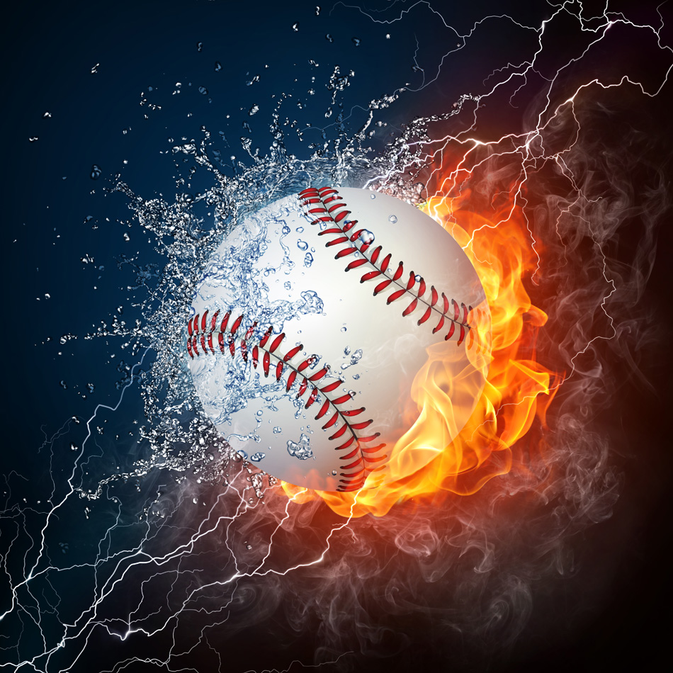 Baseball Ball On Fire And Water - 2D Graphics
