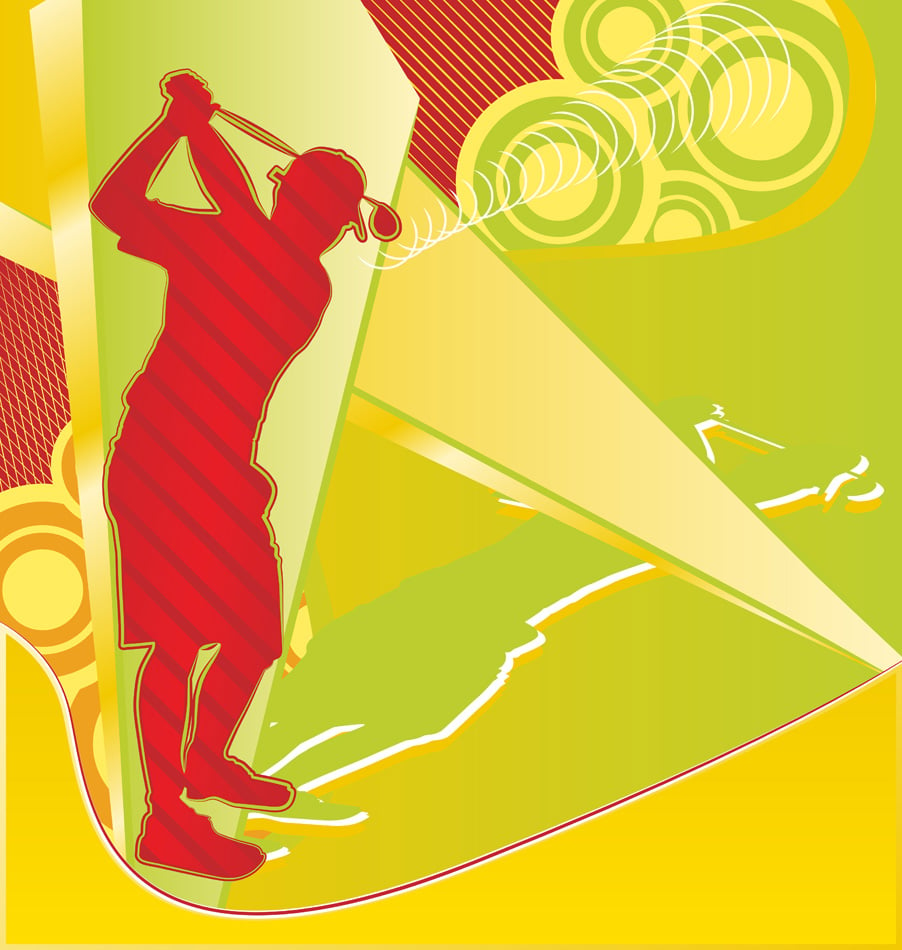 Golf Player Silhouette On The Abstract Background