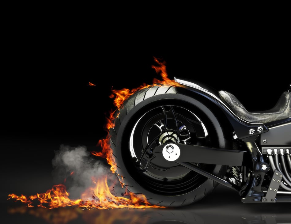 Custom Black Motorcycle Burnout