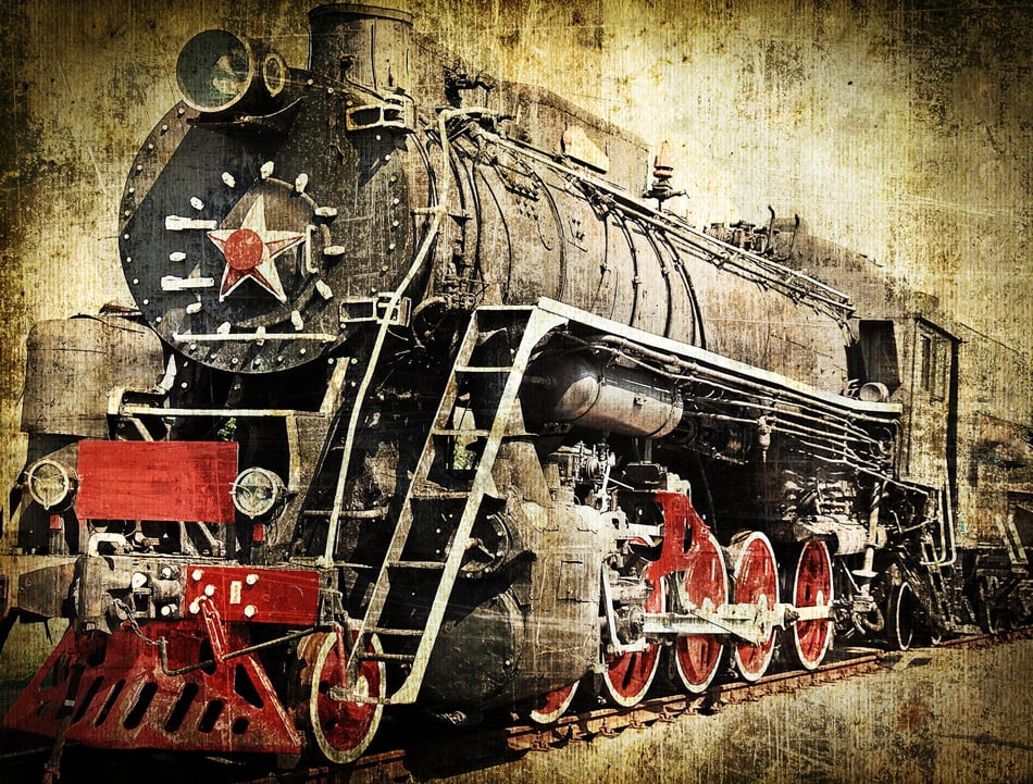 Grunge steam locomotive old train