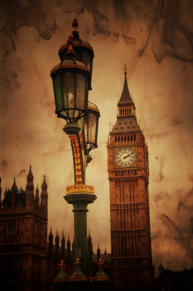 Aged Vintage Retro Picture of Big Ben in London 1