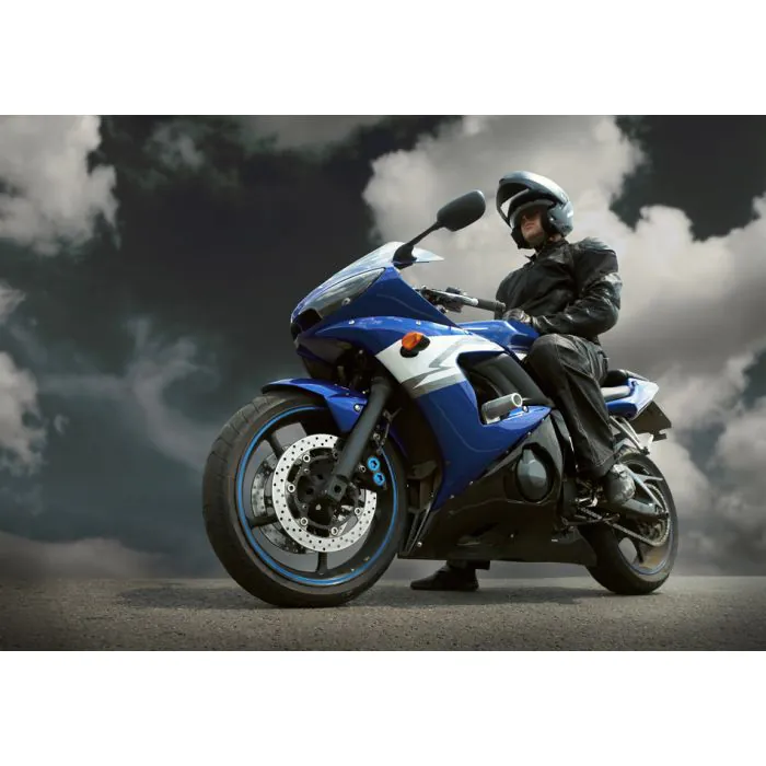 Man Seat On The Motorcycle Under Sky With Clouds - ID # 56993263 Man Seat On The Motorcycle Under Sky With Clouds - ID # 56993263