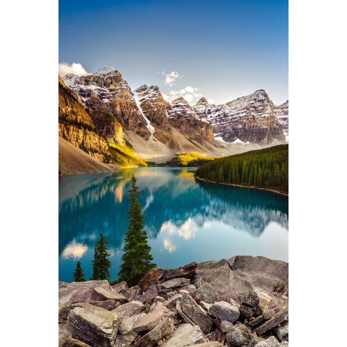 Moraine lake and mountain range - ID # 597602528 Moraine lake and mountain range - ID # 597602528