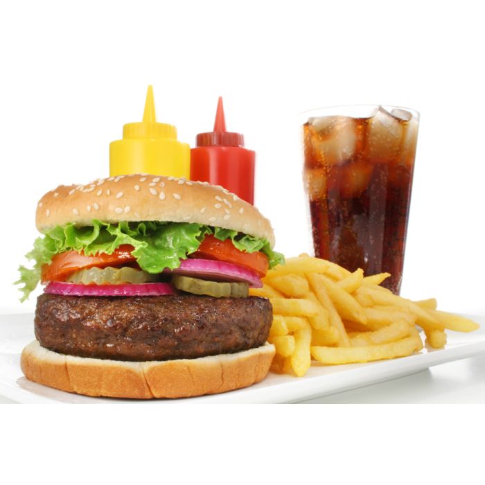 Hamburger Meal Served With French Fries And Soda  - ID # 7791071