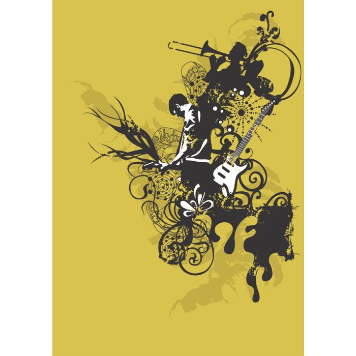 Grungy Illustration Of People Playing Music - ID # 8197477