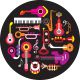 Musical instruments - round vector illustration on black background 
Isolated - ID # 110398685