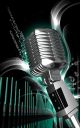 Digital illustration of steel microphone in colour background 1 - ID # 138685904