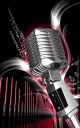 Digital illustration of steel microphone in colour background 2 - ID # 138685958