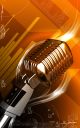 Digital illustration of steel microphone in colour background 3 - ID # 139456436