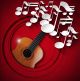 Acoustic Guitar and Note Background - Red Velvet - White and gray musical 
notes - ID # 164540981