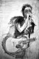 abstract Singer with guitar on canvas in black-white colors Painted - ID # 213561589