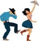 Cowboy and cowgirl dancing country western dance isolated on white vector - ID # 257295313