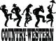 Black silhouettes of people dressed in western close country line dancing - ID # 257800192