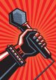 Rock poster Human hand with a microphone  - ID # 262833026