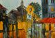 Oil painting - Street in rainy weather abstract art impressionism - ID # 283278455