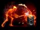 Crush guitar Fiery skeleton breaks a guitar Series of fiery illustrations  - ID # 28789894