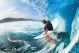 Surfer On Blue Ocean Wave In The Tube Getting Barreled - ID # 117660574