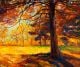 Original oil painting of a Big old tree in the forest autumn  - ID # 123577354
