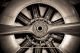 sepia toned vintage aircraft engine and propeller closeup - ID # 175174154