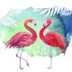Flamingos Watercolor Tropical Illustration 2 - ID # 241481650