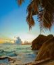 Sunset on tropical beach Source D'Argent at Seychelles - ID # 246604480