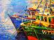 Original oil painting of fishing boats on canvas Fishing boat - ID # 248799208