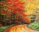 Colorful original oil painting showing a road forest - ID # 38903674