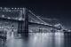 Brooklyn Bridge over East River at night in black and white - ID # 88638124