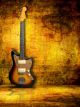 Electric Guitar On Grunge Dark Musical Background - ID # 17699499