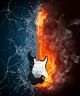 Electric Guitar On Fire And Water On Black - ID # 25611218