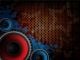 Red And Blue Speaker On Grunge Backdrop - ID # 29524855