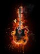 Acoustic - Electric Guitar In Fire Flame On Black - ID # 32270424