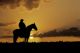 Cowboy  On Horseback And The Setting Sun - ID # 7512949