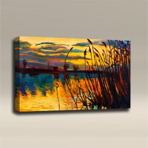 AcousticART Curated Abstract Art Collection #A3L1 Abstract Everglade Sunset - Size: 36" W x 24" H x 2" - Landscape