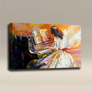 AcousticART Curated Abstract Art Collection #A3L2 Abstract Lady on a Piano - Size: 36" W x 24" H x 2" - Landscape