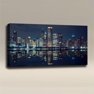 AcousticART Curated Cities Collection #C4L3 Chicago at Night - Size: 48" W x 24" H x 2" - Landscape