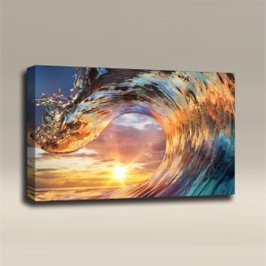 AcousticART Curated Nature Collection #N3L4 Sea water Ocean wave crest - Size: 36" W x 24" H x 2" - Landscape