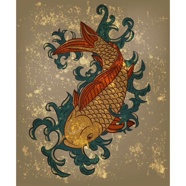 Japanese Koi Carp Fish On Grungy Background - ID # V-38239814-V