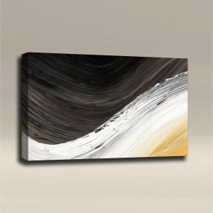 AcousticART Curated Abstract Art Collection #A3L4 Abstract Swirl Yellow and Black - Size: 36" W x 24" H x 2" - Landscape