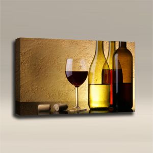 AcousticART Curated Abstract Art Collection #A3L3 Wines Bottles and Glass - Size: 36" W x 24" H x 2" - Landscape